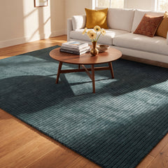 Area Rug, Rectangle 5 x 8 ft in Blue Wool