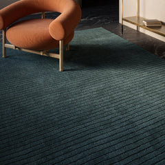 Area Rug, Rectangle 5 x 8 ft in Blue Wool