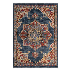 Area Rug, Rectangle 8 ft x 10 ft in Blue Polypropylene