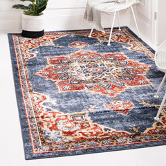 Area Rug, Rectangle 8 ft x 10 ft in Blue Polypropylene