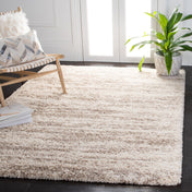 Area Rug, Rectangle 8 ft x 10 ft in Brown and Ivory with Scalloped Edges