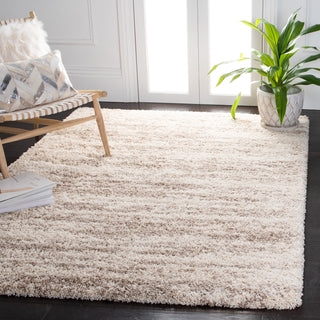 Area Rug, Rectangle 8 ft x 10 ft in Brown and Ivory with Scalloped Edges