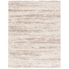 Area Rug, Rectangle 8 ft x 10 ft in Brown and Ivory with Scalloped Edges
