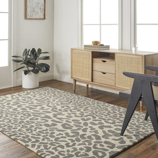Area Rug, Rectangle 8 ft x 11 ft in Gray Wool
