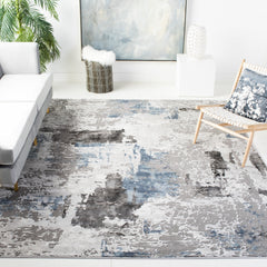 Area Rug, Rectangle 8 x 10 ft in Blue and Gray