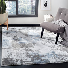 Area Rug, Rectangle 8 x 10 ft in Blue and Gray