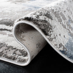 Area Rug, Rectangle 8 x 10 ft in Blue and Gray