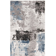 Area Rug, Rectangle 8 x 10 ft in Blue and Gray