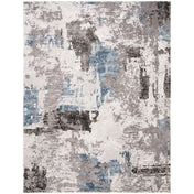 Area Rug, Rectangle 8 x 10 ft in Blue and Gray