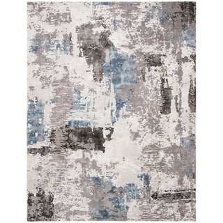 Area Rug, Rectangle 8 x 10 ft in Blue and Gray