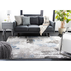 Area Rug, Rectangle 8 x 10 ft in Blue and Gray