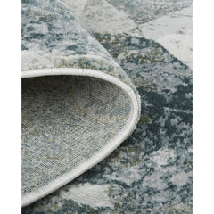 Area Rug, Rectangle 8' x 10' with Blue/Green/Ivory Abstract Pattern