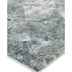 Area Rug, Rectangle 8' x 10' with Blue/Green/Ivory Abstract Pattern
