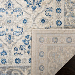 Area Rug, Rectangle 9 x 12 ft, Light Gray/Blue Polypropylene