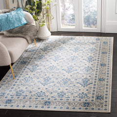 Area Rug, Rectangle 9 x 12 ft, Light Gray/Blue Polypropylene