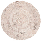Area Rug, Round 6 Ft, Beige and Ivory with Hand-Woven Wool and Polyester