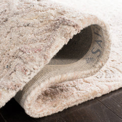 Area Rug, Round 6 Ft, Beige and Ivory with Hand-Woven Wool and Polyester
