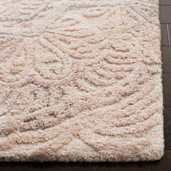 Area Rug, Round 6 Ft, Beige and Ivory with Hand-Woven Wool and Polyester
