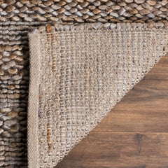 Area Rug, Round 6 Ft, Beige Hand Woven Cotton and Jute