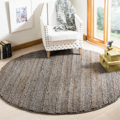 Area Rug, Round 6 Ft, Beige Hand Woven Cotton and Jute