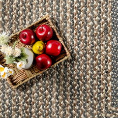 Area Rug, Round 6 Ft with Brown Wool and Jute