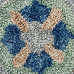 Area Rug, Round 7'3", Wool with Gray and Brown Floral Pattern