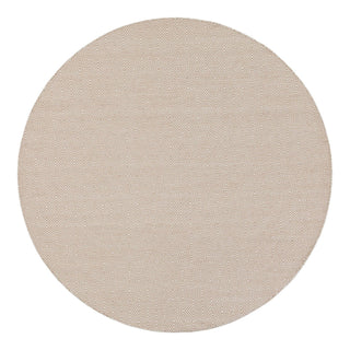 Area Rug, Round 7 Ft 10 In, Beige Wool Flatweave