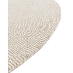 Area Rug, Round 7 Ft 10 In, Beige Wool Flatweave