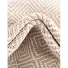 Area Rug, Round 7 Ft 10 In, Beige Wool Flatweave