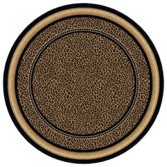 Area Rug, Round 7 ft 7 in, Brown Nylon with Animal Print