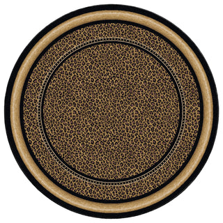 Area Rug, Round 7 ft 7 in, Brown Nylon with Animal Print