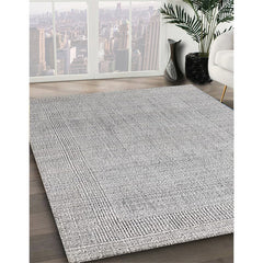 Area Rug, Round 8 Ft, Gray Polyester Chenille