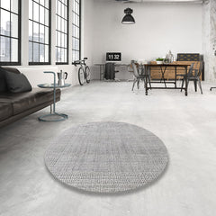 Area Rug, Round 8 Ft, Gray Polyester Chenille