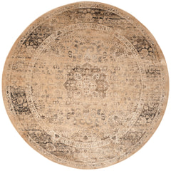 Area Rug, Round 8 Ft in Beige with Abstract Pattern