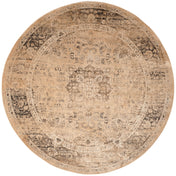 Area Rug, Round 8 Ft in Beige with Abstract Pattern
