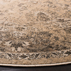 Area Rug, Round 8 Ft in Beige with Abstract Pattern