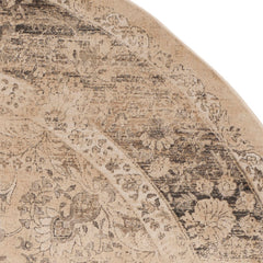 Area Rug, Round 8 Ft in Beige with Abstract Pattern