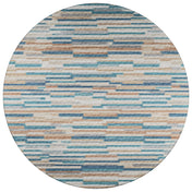 Area Rug, Round 8 Ft in Blue/Brown/Gray Chenille