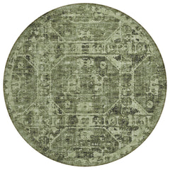 Area Rug, Round 8 Ft in Olive Polyester