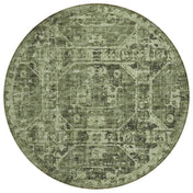 Area Rug, Round 8 Ft in Olive Polyester