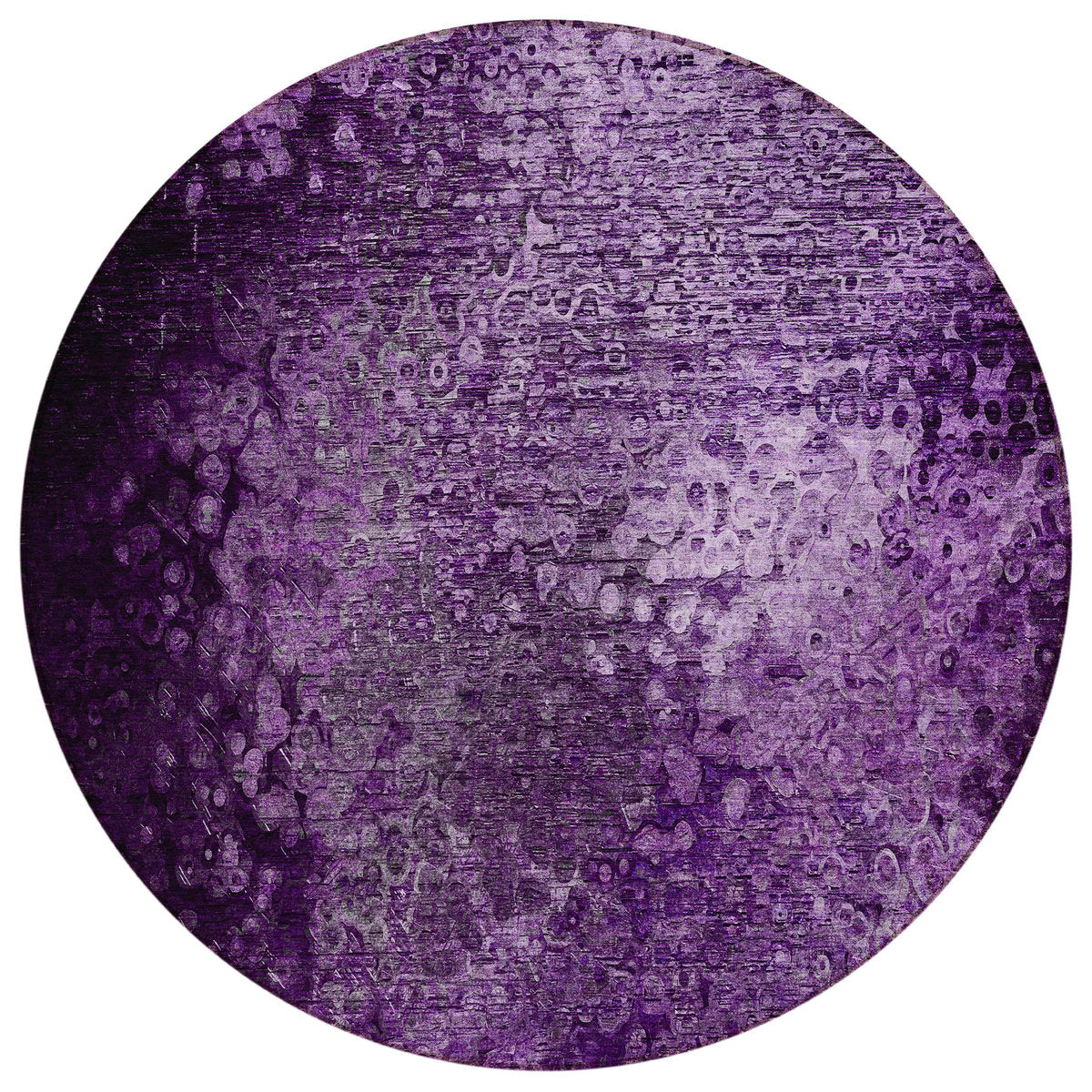 Area Rug, Round 8 Ft, Purple with Abstract Splatter Pattern