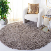 Area Rug, Round 8 Ft Shag, Mushroom Polyester