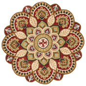 Area Rug, Round 8 Ft, Wool in Red/Taupe