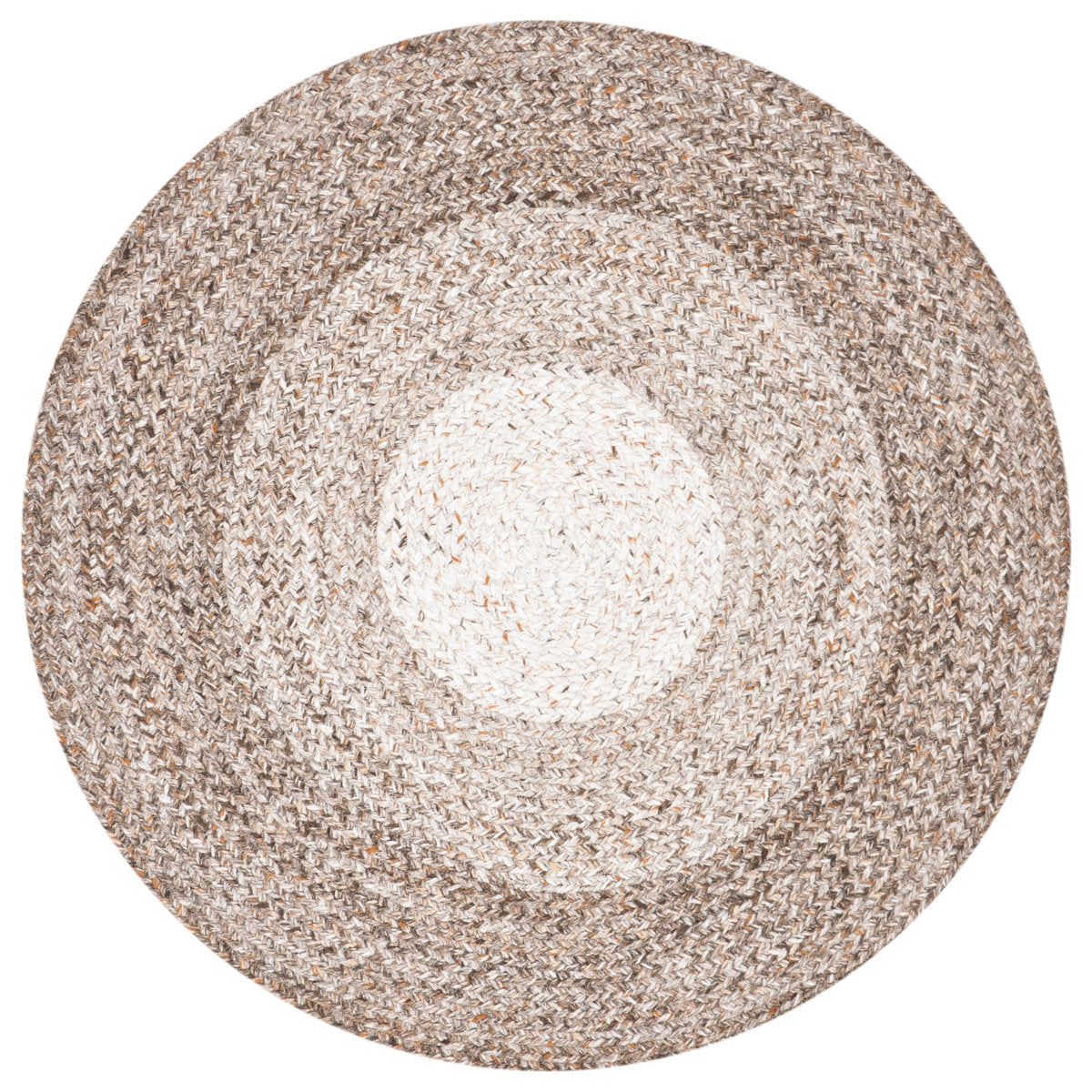 Area Rug, Round 9 Ft, Brown Hand Woven Polyester