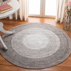 Area Rug, Round 9 Ft, Brown Hand Woven Polyester