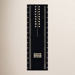Area Rug, Runner 2'6" x 8', Wool in Navy and Sand