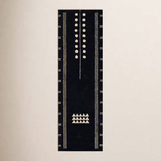 Area Rug, Runner 2'6" x 8', Wool in Navy and Sand
