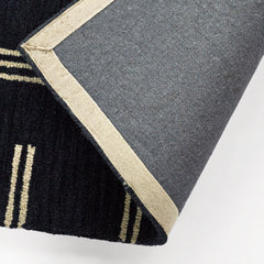 Area Rug, Runner 2'6" x 8', Wool in Navy and Sand