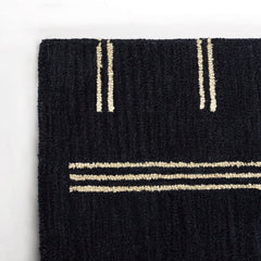 Area Rug, Runner 2'6" x 8', Wool in Navy and Sand