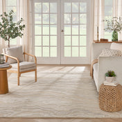Area Rug, Runner 7'9" x 9'9" in Beige Wool